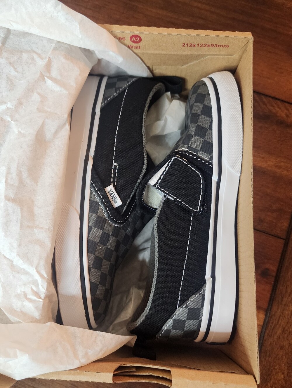 Vans Classic Slip-on Checkerboard Shoes | 10 In Toddlers | Blk/pewter | NIB